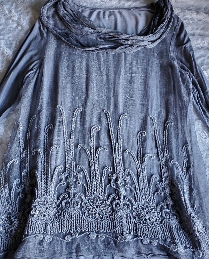 Soft Surroundings Gray Embellished Tunic Size L
